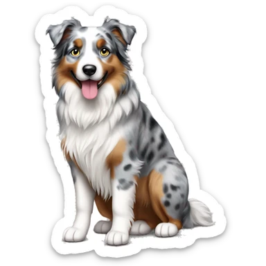 Australian shepherd dog blue merle full body with no tail sticker
