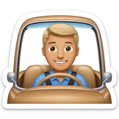 Man driving a car, smiling, looking forward sticker