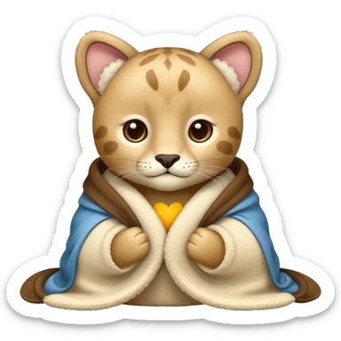 Cozy puma cub in blanket sticker