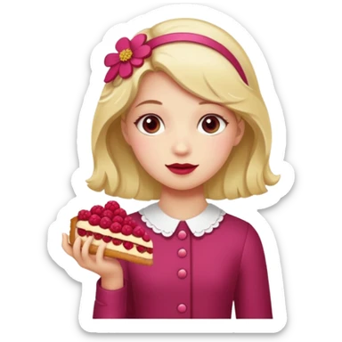 Raspberry torte human full body and legs girl with a raspberry barrette on her head sticker