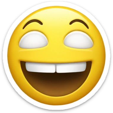 A yellow face with simple, open eyes and a broad, open smile, showing upper teeth and tongue on some platforms. Often conveys general pleasure and good cheer or humor. sticker