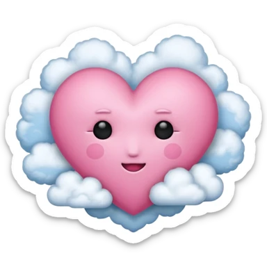 pink heart with clouds no face sticker