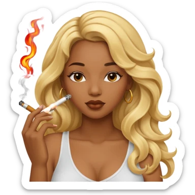 Curvy, blonde long hair, sfw intimate pose black girl smoking sticker