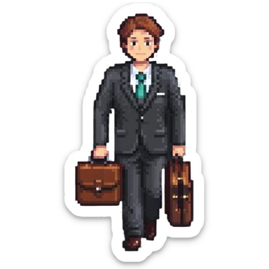Corporate boss with briefcase and business suit sticker