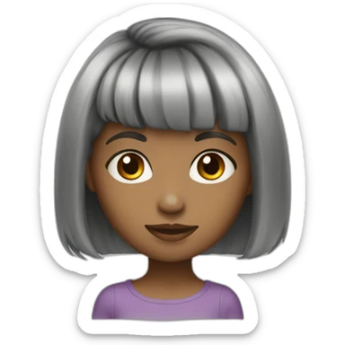 cute girl with bang hair color black sticker