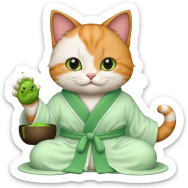 I want a CAT whit a macha on her paw and i want her to ne wearing a bath rope sticker