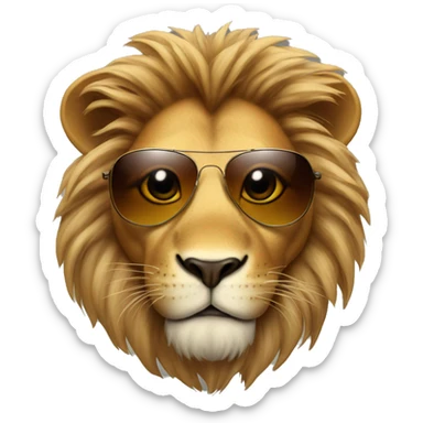 lion with aviator sunglasses sticker