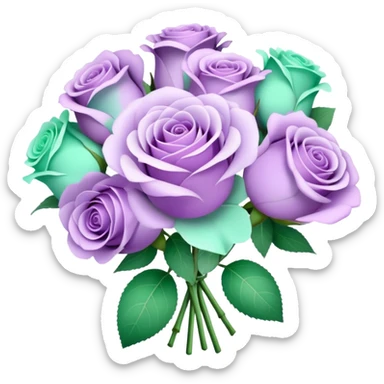 Light purple and mint rose bouquet  sticker