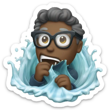 Glasses sinkin in a river as they fell off and werecarrid awa by a wave  sticker