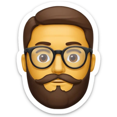 Quiero un emoji de un hombre pelado, con lentes y barba sticker