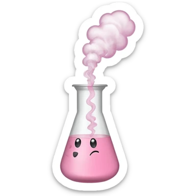 pink beaker with smoke no face one tube sticker