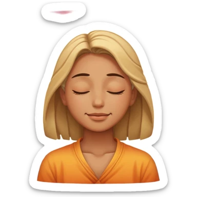 closed eyes relieved facial expression and a sunset behind sticker