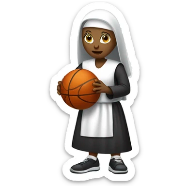 White woman nun dribbling a basketball sticker