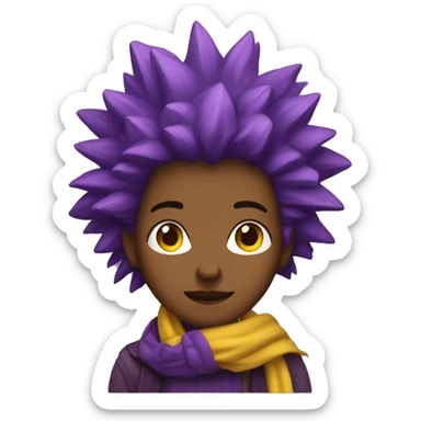 Shelly BS, purple spiky hair, brown skin, yellow scarf sticker