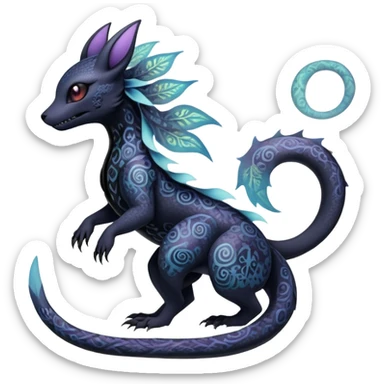 Pastel Gothic Salandit-Noibat-Umbreon-Fakémon-hybrid-creature (full body)  sticker