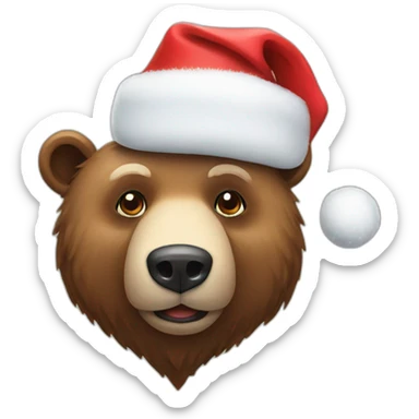 bear with christmas hat sticker