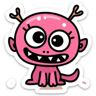 digital monster creature with big eyes and distinctive features sticker