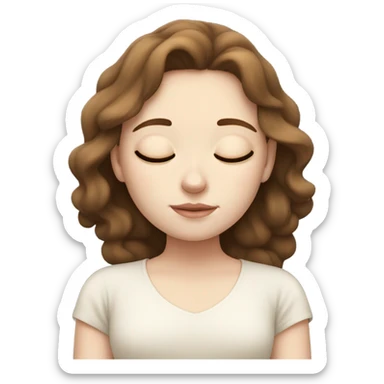 brown haired girl white pale white skin sleeping sticker