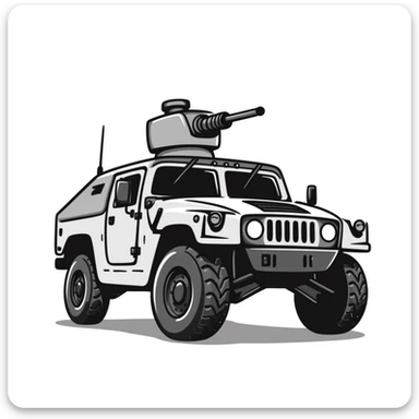 armored humvee military vehicle with roof-mounted turret sticker
