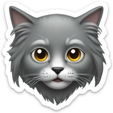 Grim Long Hair cat gray sticker