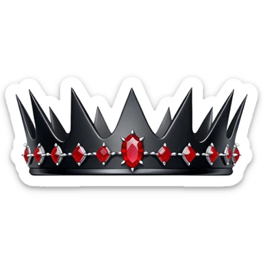 Black obsidian spiky edgy thorn-crown-Tiara with only red gemstones  sticker