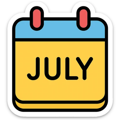 icon of a calendar page showing the month of July sticker