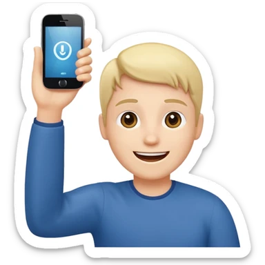 glückliche Person mit Handy, hebt die Hand zum Jubeln sticker