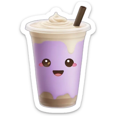 Taro milk tea with brown boba sticker