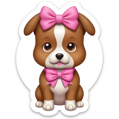 dog wearing a pink bow sticker