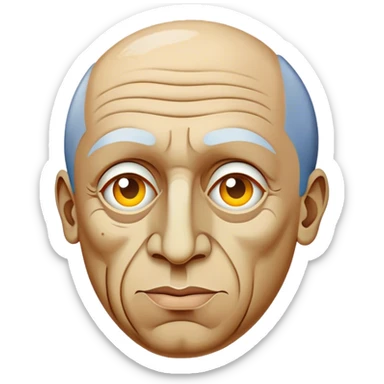 Cinematic Realistic Pablo Picasso Portrait Emoji, depicted as a visionary artist with abstract expressive features and a creative aura, rendered with rich textures and dynamic artistic lighting that captures his revolutionary spirit. sticker