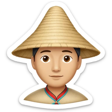 man with Chinese cap, traditional Asian conical hat sticker