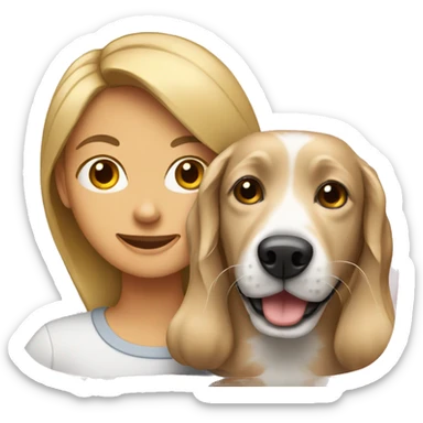 Dog with its owner sticker