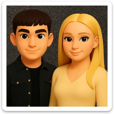 Keep the image unchanged except slightly spread the people apart from each other. Preserve the original style and background as is. sticker