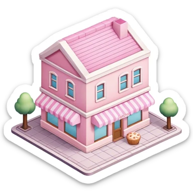 Isometric light pink bakery sticker