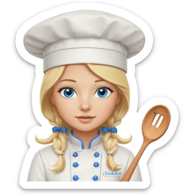 Sexy Long Blonde hair blue eyed female chef sticker
