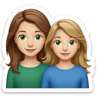 make me and my best friend togheter i have shoulder-lenght brown hair and light brown eyes and she has long wavy hair blonde/brown hair and green/blue eyes sticker