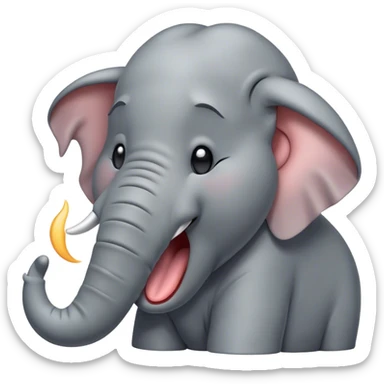 Cinematic Cute Yawning Elephant Portrait Emoji, Head tilted slightly with a dramatic, wide-open yawn, showcasing a soft, wrinkled gray hide with gently drooping ears and large, sleepy eyes, Simplified yet irresistibly adorable features, highly detailed, glowing with a soft, cozy glow, high shine, relaxed yet expressive, stylized with a touch of tender whimsy, bright and endearing, soft glowing outline, capturing the essence of a drowsy yet affectionate elephant, so drowsy it feels like it could stretch out of the screen and curl up for a nap! sticker