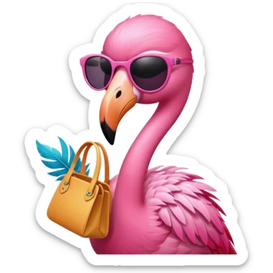 flamingo with sunglasses and slay bag sticker