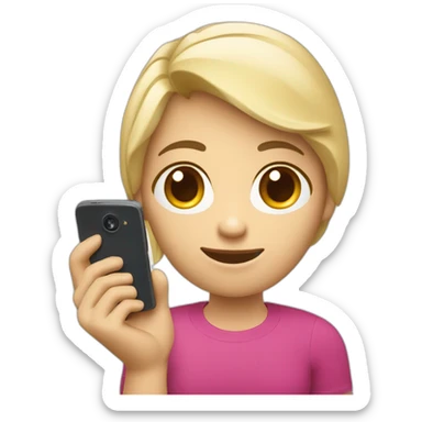 Rubia con celular motorola con numero en la mano sticker