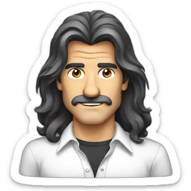 long hair antonio banderas cartoon wearing shirt sticker