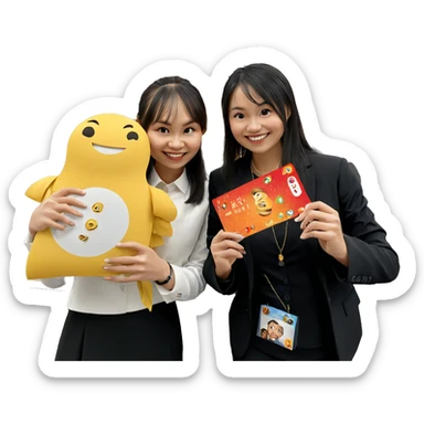 smiling woman in formal attire sticker