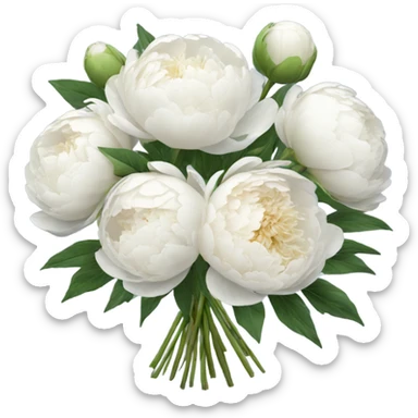 White peonies bouquet  sticker