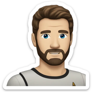 Startrek Handsome white man from Star Trek with Blue eyes and short brown hair and black beard startrek sticker