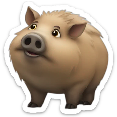 Fatty small round wild boar sticker