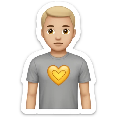 A man, shot from the center of his chest, but wearing a T-shirt, light skin tone sticker