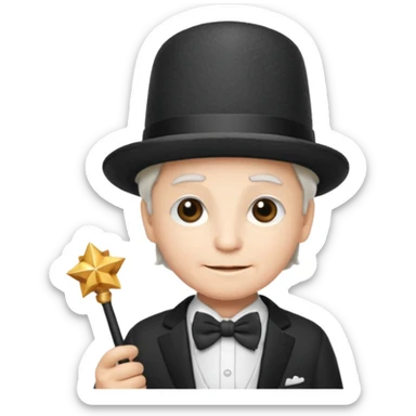 67 kid with a bowtie, a fancy hat and a wand sticker