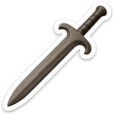 Recolor the iron sword to match the exact color and texture of the reference iron 2h sword. Keep the same shape. Make it realistic metallic iron with a slightly worn look. The style should emulate emoji style with transparent background. sticker