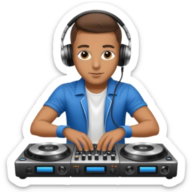 dj with setup handingg sticker