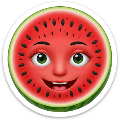 watermelon with eyelashes and lips sticker