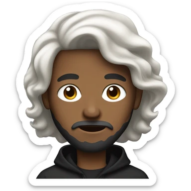 white-skinned bearded man with black hoodie and wavy hair over his face sticker